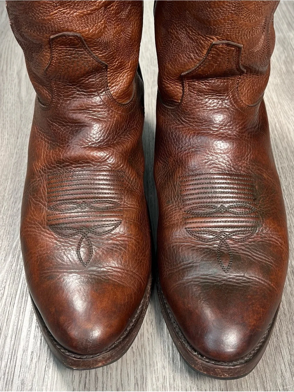 Los Altos Brown Grisly Leather Western Cowboy Boots Mens 13 D Round Toe 652707